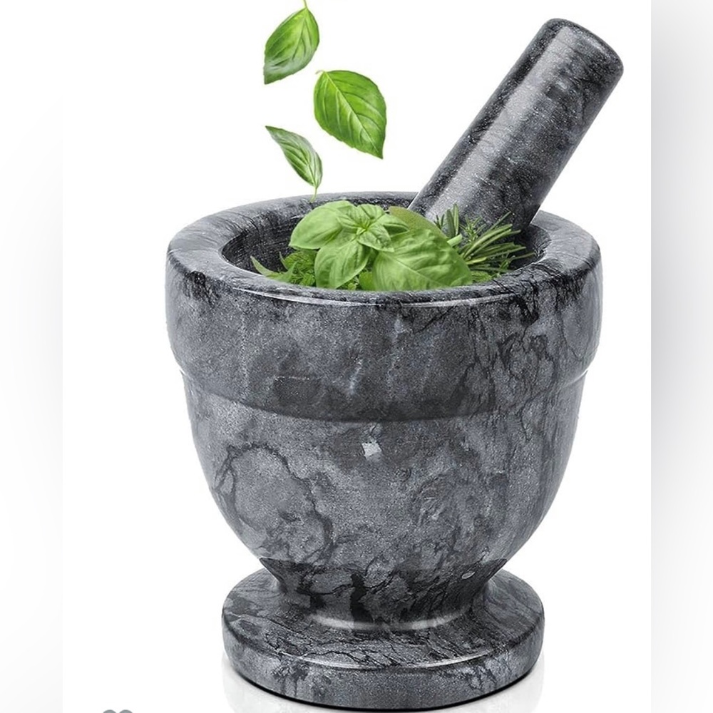 Marble Mortar & Pestle Black 4in 🌿🍃🌱🍄